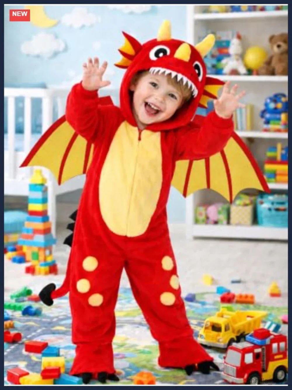 Toddler Dinosaur Costume 3D Hooded Jumpsuit Halloween Pretend Play